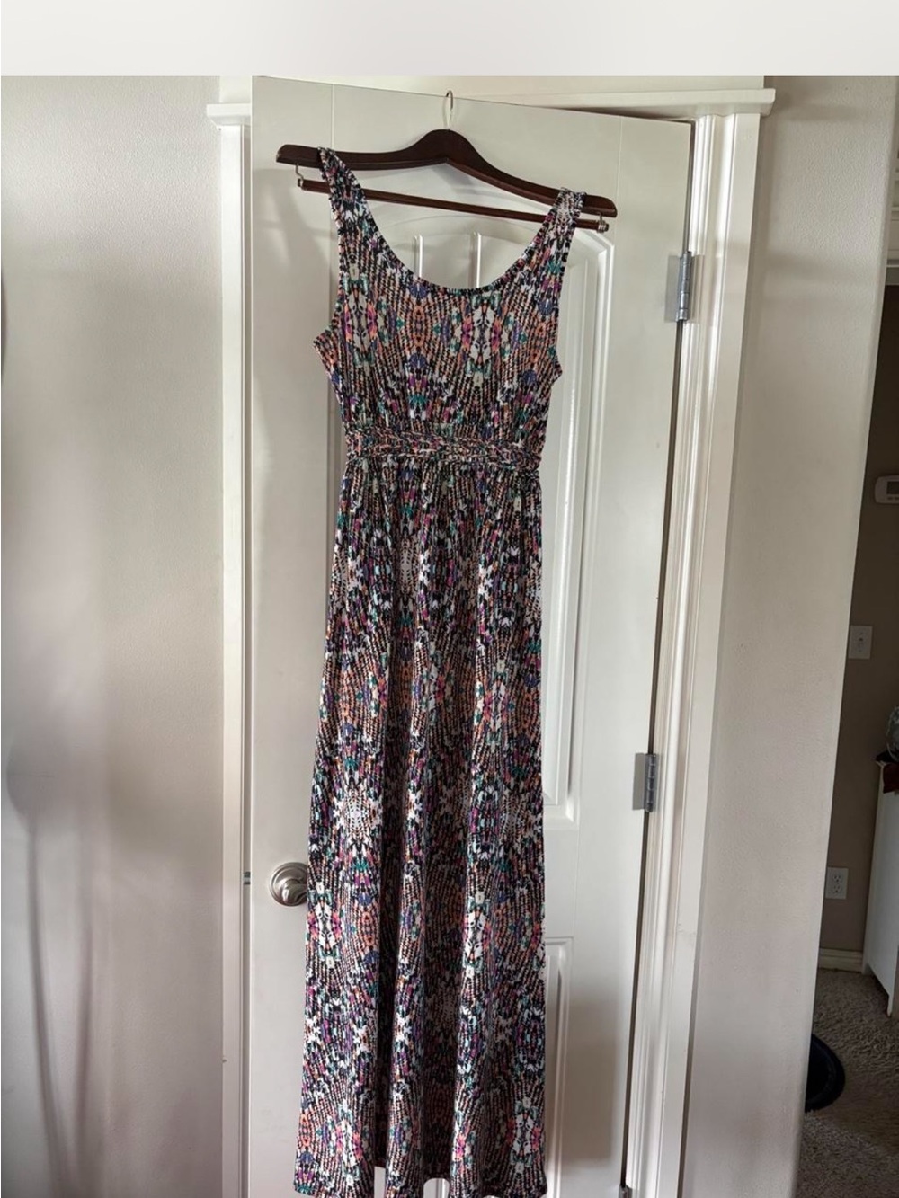 Prana Multicolor Printed Maxi Dress with Black Base